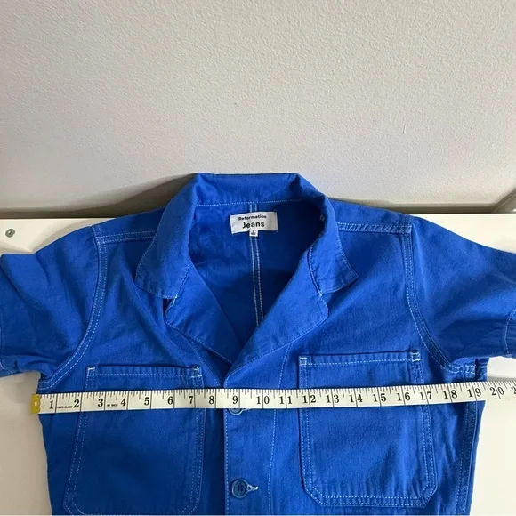 Reformation Morgan Cotton Twill Jumpsuit Blue NWOT size 2 - Picture 8 of 10
